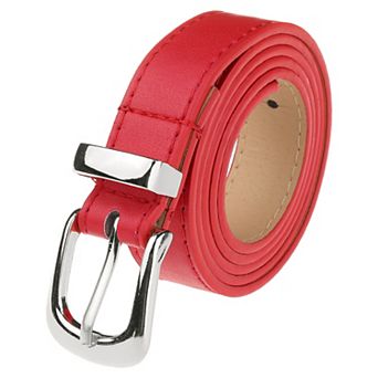 Women's Faux Leather Gold/Silver Buckle Belt, 0.9" Wide Casual Waist Belts for Jeans Pants Dresses