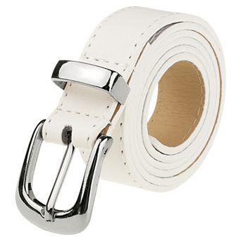 Women's Faux Leather Gold/Silver Buckle Belt, 0.9" Wide Casual Waist Belts for Jeans Pants Dresses