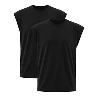 2 Packs Men's Workout Tank Top Loose Fit Muscle Gym Casual Summer Sleeveless T-Shirts
