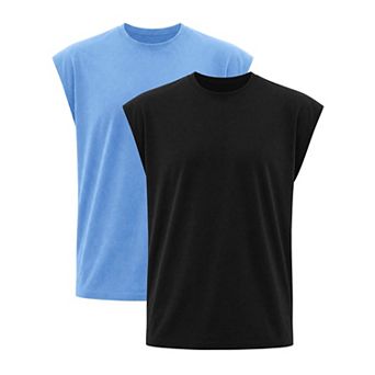 2 Packs Men's Workout Tank Top Loose Fit Muscle Gym Casual Summer Sleeveless T-Shirts