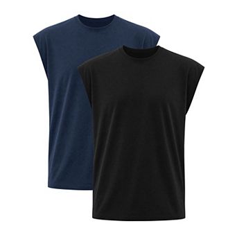 2 Packs Men's Workout Tank Top Loose Fit Muscle Gym Casual Summer Sleeveless T-Shirts