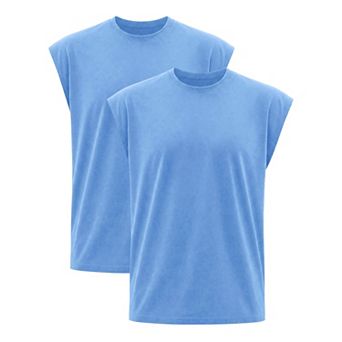 2 Packs Men's Workout Tank Top Loose Fit Muscle Gym Casual Summer Sleeveless T-Shirts