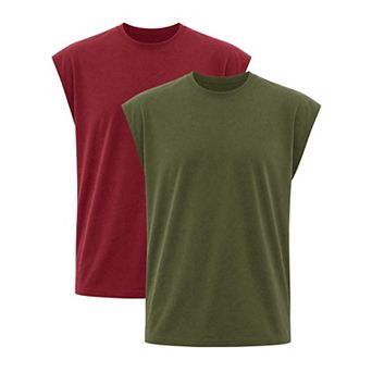 2 Packs Men's Workout Tank Top Loose Fit Muscle Gym Casual Summer Sleeveless T-Shirts