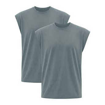 2 Packs Men's Workout Tank Top Loose Fit Muscle Gym Casual Summer Sleeveless T-Shirts