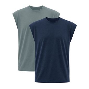 2 Packs Men's Workout Tank Top Loose Fit Muscle Gym Casual Summer Sleeveless T-Shirts