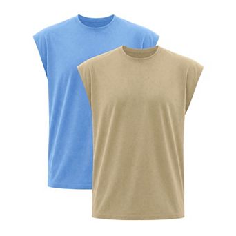 2 Packs Men's Workout Tank Top Loose Fit Muscle Gym Casual Summer Sleeveless T-Shirts