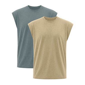 2 Packs Men's Workout Tank Top Loose Fit Muscle Gym Casual Summer Sleeveless T-Shirts