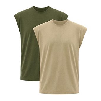 2 Packs Men's Workout Tank Top Loose Fit Muscle Gym Casual Summer Sleeveless T-Shirts