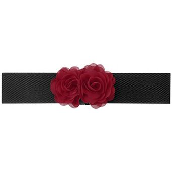 Women's Elastic Wide Waist Belt, Large Double-Flower Stretchy Corset Sweet Elegant Casual for Dress