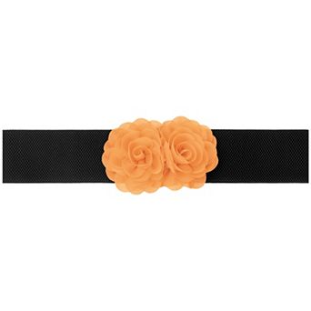 Women's Elastic Wide Waist Belt, Large Double-Flower Stretchy Corset Sweet Elegant Casual for Dress