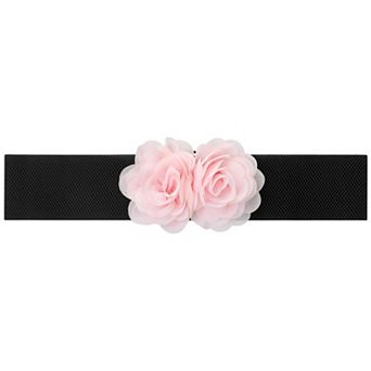 Women's Elastic Wide Waist Belt, Large Double-Flower Stretchy Corset Sweet Elegant Casual for Dress