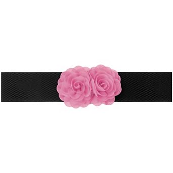 Women's Elastic Wide Waist Belt, Large Double-Flower Stretchy Corset Sweet Elegant Casual for Dress