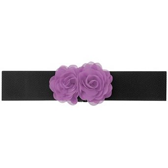 Women's Elastic Wide Waist Belt, Large Double-Flower Stretchy Corset Sweet Elegant Casual for Dress