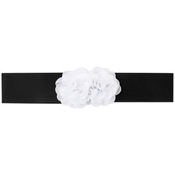 Women's Elastic Wide Waist Belt, Large Double-Flower Stretchy Corset Sweet Elegant Casual for Dress