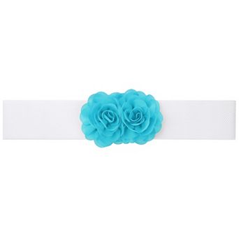 Women's Large Chiffon Rose Double-Flower Elastic Waist Belt Stretch Wide Corset Elegant for Dress