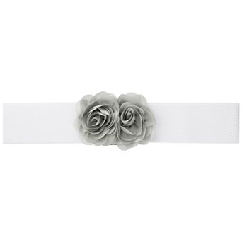 Women's Large Chiffon Rose Double-Flower Elastic Waist Belt Stretch Wide Corset Elegant for Dress