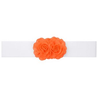 Women's Large Chiffon Rose Double-Flower Elastic Waist Belt Stretch Wide Corset Elegant for Dress