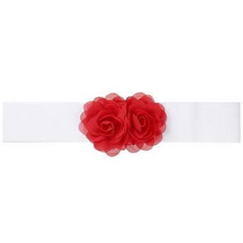 Women's Large Chiffon Rose Double-Flower Elastic Waist Belt Stretch Wide Corset Elegant for Dress