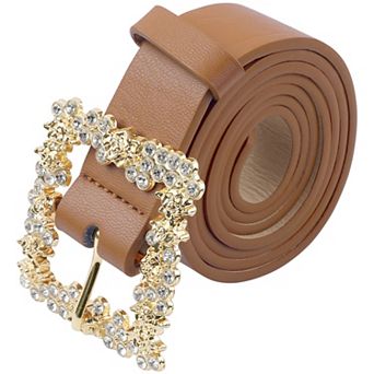 Women's Rhinestone Buckle Belts Decorative Elegant Waistband Belt for Jeans Pants Dresses