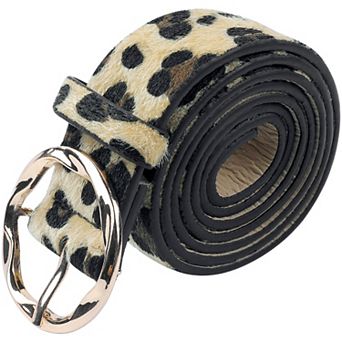 Women's Animals Waist Belts Faux Leather Round Gold Buckle for Jeans Pants Dresses