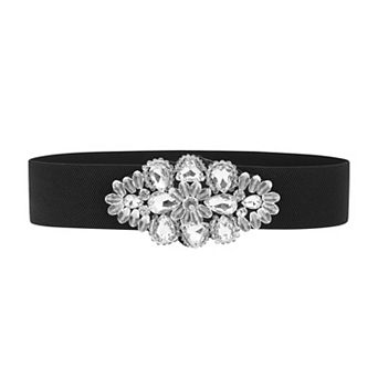 Women's Elastic Wide Waist Belt Large Rhinestone Stretch Corset Retro Elegant for Dress