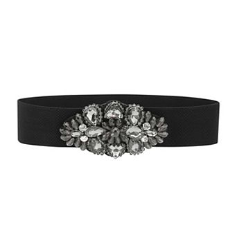 Women's Elastic Wide Waist Belt Large Rhinestone Stretch Corset Retro Elegant for Dress