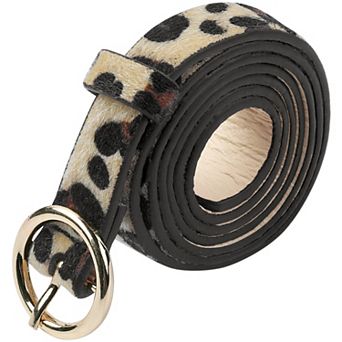 Women's Animals Waist Belts Leopard Faux Leather Round Buckle for Jeans Pants Dresses