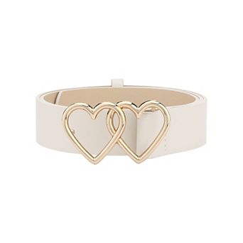 Women's Belt Double Heart Snap Buckle Fashion Casual Decorative Belts for Dresses Blouse