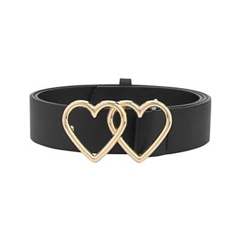 Women's Belt Double Heart Snap Buckle Fashion Casual Decorative Belts for Dresses Blouse