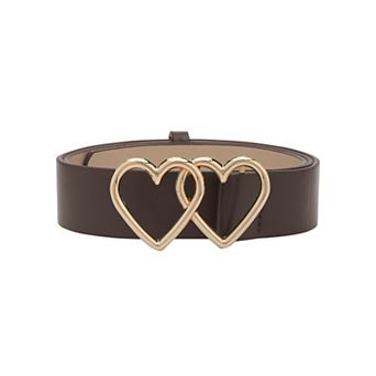 Women's Belt Double Heart Snap Buckle Fashion Casual Decorative Belts for Dresses Blouse