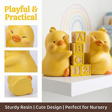Decorative Bookends for Shelves 2PCS Creative Book Ends Modern Resin Book Stoppers with Pads