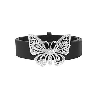 Women's Belts Fashion Versatile Rhinestone Butterfly Buckle Belt for Jeans Dresses