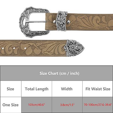 Women's Belt Retro Print Pattern Pin Buckle Belts Decoration for Dresses Skirt
