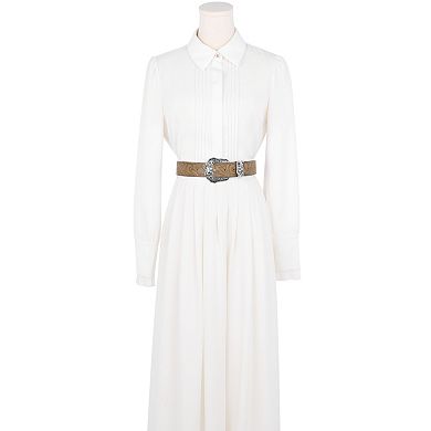 Women's Belt Retro Print Pattern Pin Buckle Belts Decoration for Dresses Skirt
