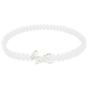 Women's Pearl Belt Crystal Rhinestone Retro Elastic Thin Waist Belt for Wedding Dress