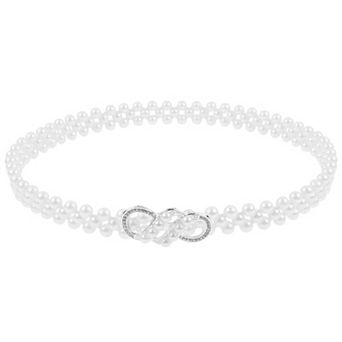 Women's Pearl Belt Crystal Rhinestone Retro Elastic Thin Waist Belt for Wedding Dress