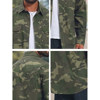 Men's Camouflage Shirt Long Sleeve Button Down Lightweight Outdoor Safari Shirts
