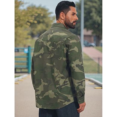 Men's Camouflage Shirt Long Sleeve Button Down Lightweight Outdoor Safari Shirts
