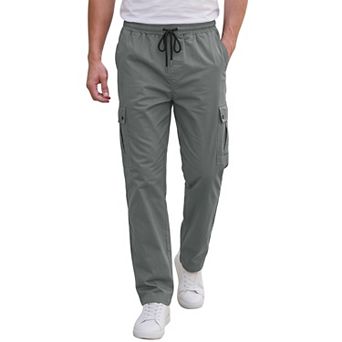 Men's Casual Cargo Pants Drawstring Elastic Waist Pockets Lightweight Outdoor Athletic Sweatpants