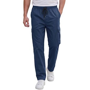 Men's Casual Cargo Pants Drawstring Elastic Waist Pockets Lightweight Outdoor Athletic Sweatpants