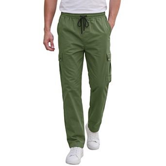 Men's Casual Cargo Pants Drawstring Elastic Waist Pockets Lightweight Outdoor Athletic Sweatpants