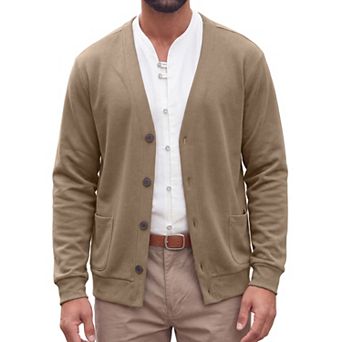 Men's Cardigan Sweater Button Down Long Sleeve V Neck Knitted Casual Sweaters with Pockets