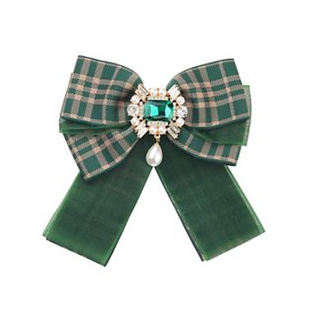 Women's Plaid Necktie Bow Tie Lace Brooch Checked Pins for Men