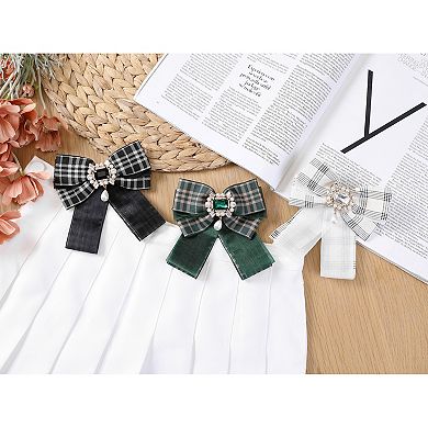 Women's Plaid Necktie Bow Tie Lace Brooch Checked Pins for Men