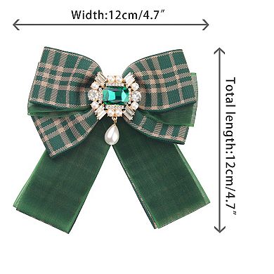 Women's Plaid Necktie Bow Tie Lace Brooch Checked Pins for Men