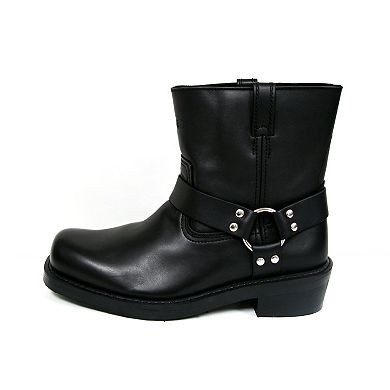 Men's Engineer Boots Harness Genuine Leather Short Motorcycle Biker Boots