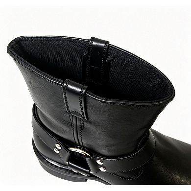 Men's Harness Boots Motorcycle Biker Black Full Grain Leather Engineer Boots