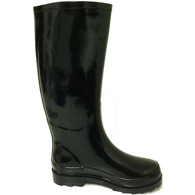 Women's Rain Boots Rubber Black Mid Calf Rainboot