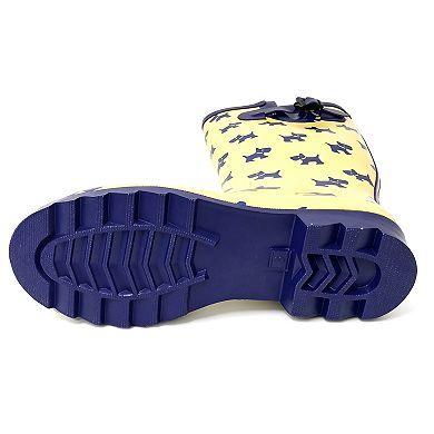 Women's Rain Boots Rubber Yellow Puppies Mid Calf Rainboot