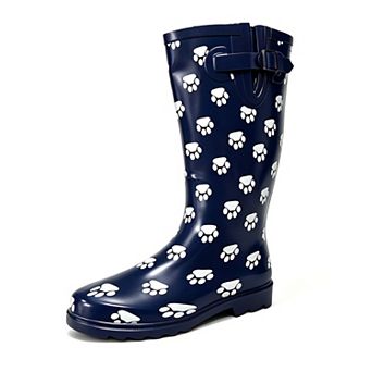 Women's Rain Boots Rubber Paws Mid Calf Rainboot